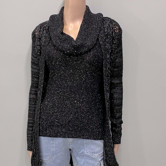 Apt. 9 Elegant 3 piece Black Knit Women's Sweater set. Size Petite Small - Picture 1 of 4